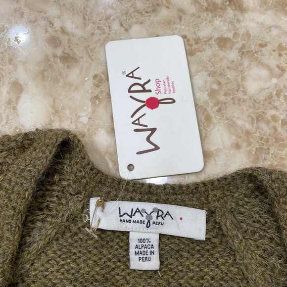 🛍️Wayra 100% Alpaca Short Open Cardigan. Size Xs. Olive Green - Picture 5 of 8